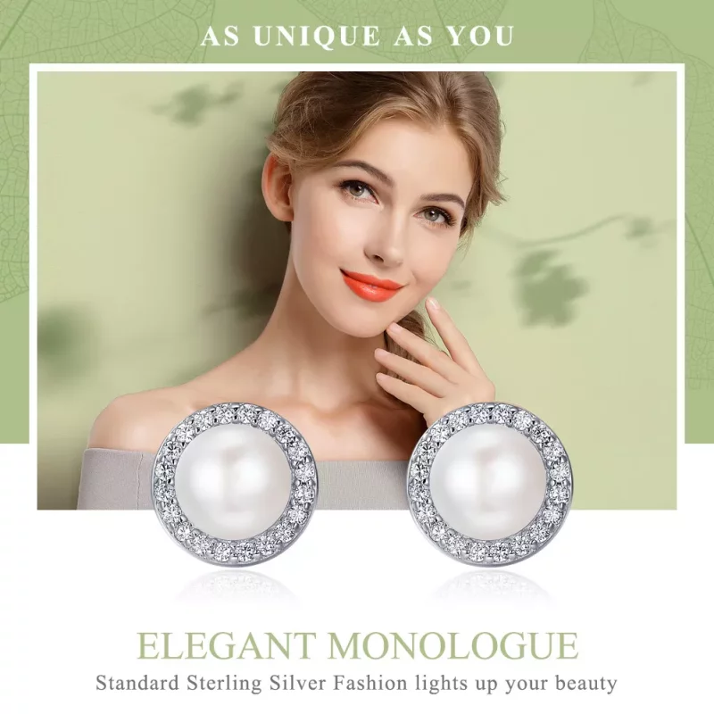(imagen para) Pendientes de botón elegantes estilo Pandora en plata - SCE122 - Ver 2