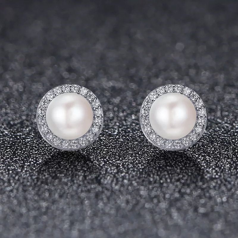 (imagen para) Pendientes de botón elegantes estilo Pandora en plata - SCE122 - Ver 3