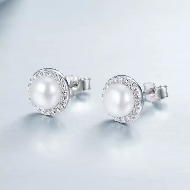 (imagen para) Pendientes de botón elegantes estilo Pandora en plata - SCE122 - Ver 4