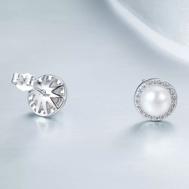 (imagen para) Pendientes de botón elegantes estilo Pandora en plata - SCE122 - Ver 5