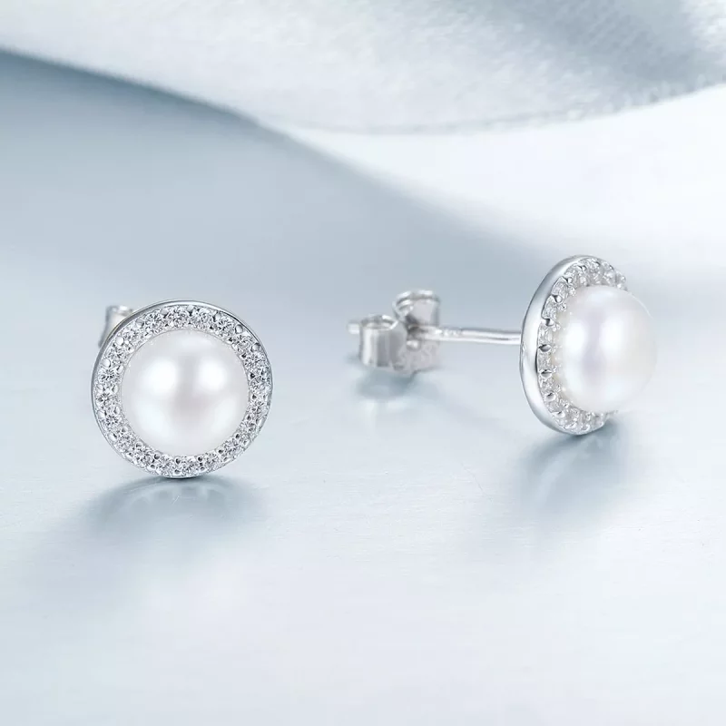 (imagen para) Pendientes de botón elegantes estilo Pandora en plata - SCE122 - Ver 6
