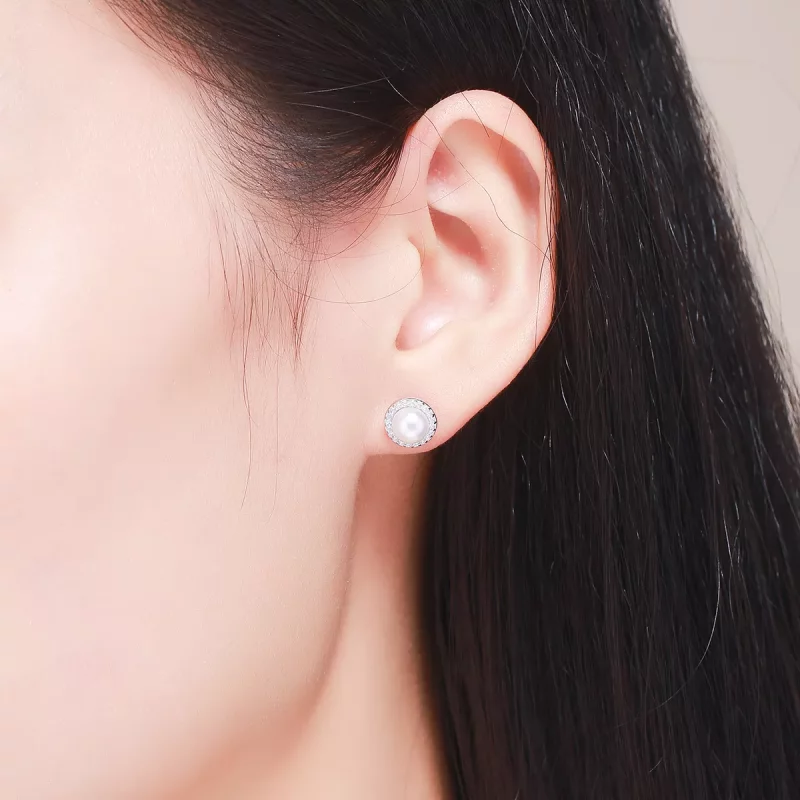 (imagen para) Pendientes de botón elegantes estilo Pandora en plata - SCE122 - Ver 7