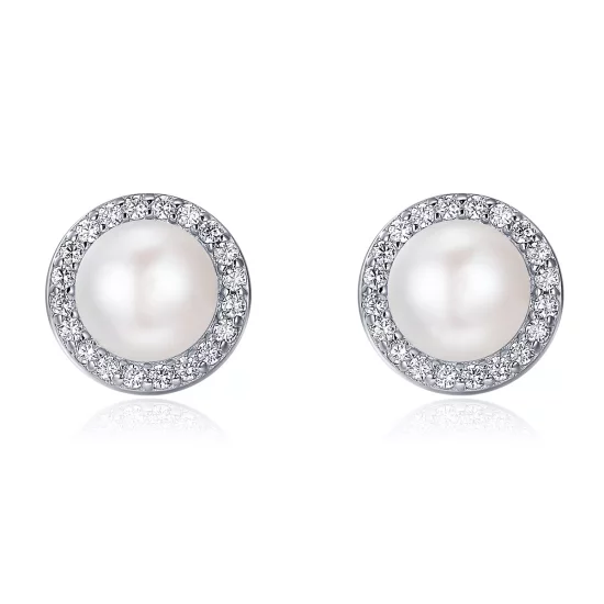 (imagen para) Pendientes de botón elegantes estilo Pandora en plata - SCE122