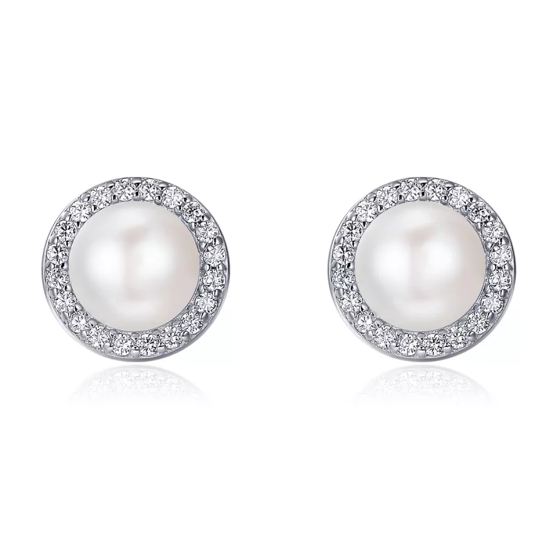 (imagen para) Pendientes de botón elegantes estilo Pandora en plata - SCE122