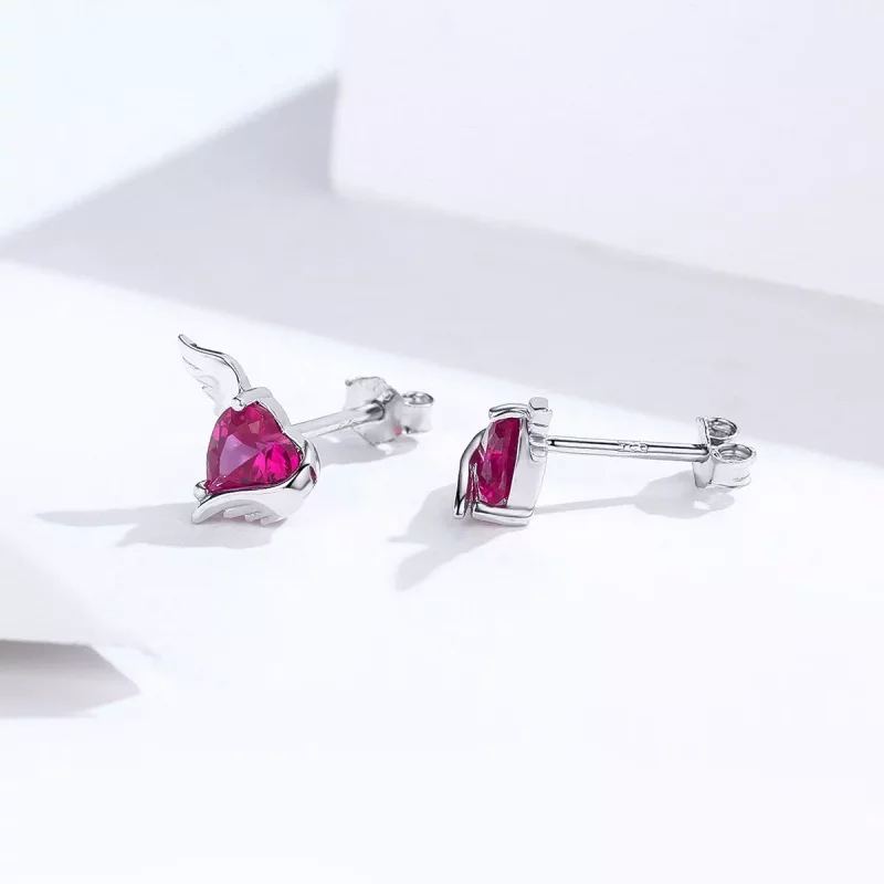 (imagen para) Pendientes de botón en forma de corazón plateado estilo Pandora - SCE690 - Ver 3
