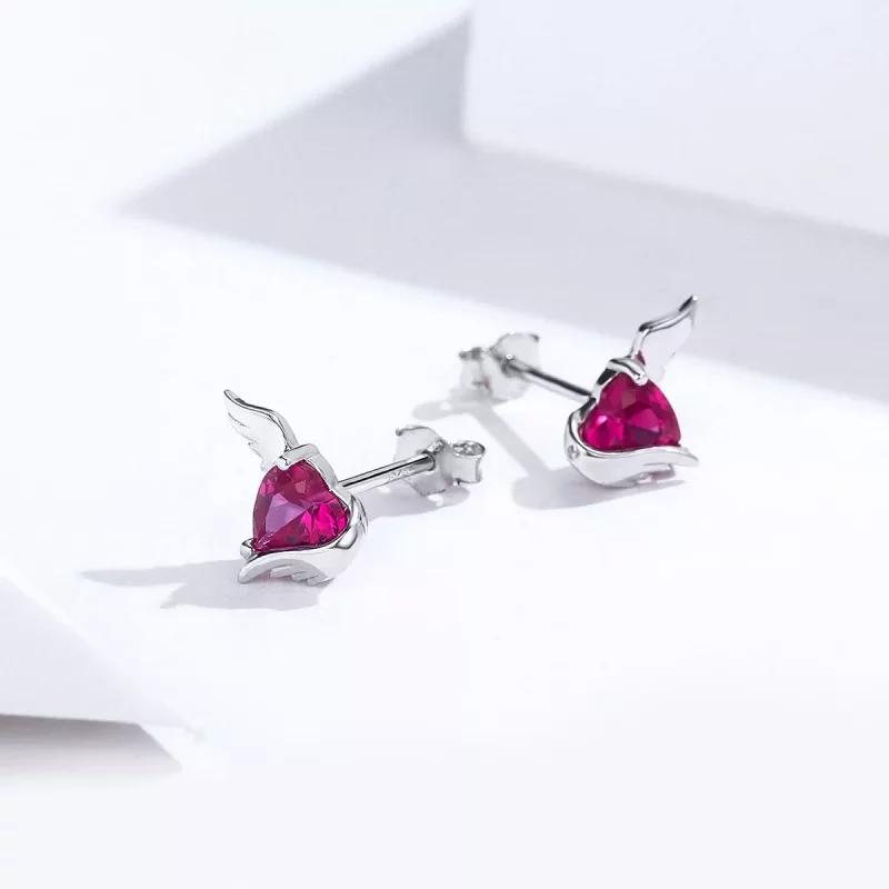 (imagen para) Pendientes de botón en forma de corazón plateado estilo Pandora - SCE690 - Ver 4