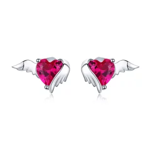 Pendientes de botón en forma de corazón plateado estilo Pandora - SCE690 (imagen para) Pendientes de botón en forma de corazón plateado estilo Pandora - SCE690