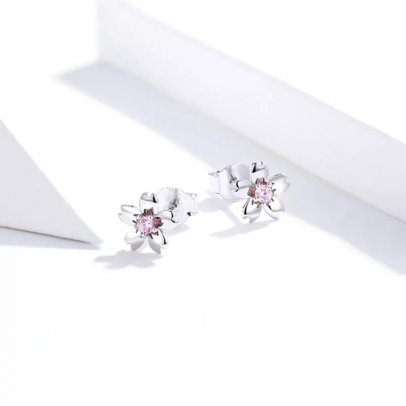 (imagen para) Pendientes de botón estilo Pandora con flor de margarita de plata - SCE784 - Ver 2