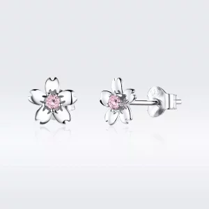 (imagen para) Pendientes de botón estilo Pandora con flor de margarita de plata - SCE784