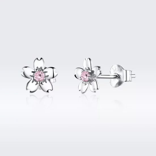 (imagen para) Pendientes de botón estilo Pandora con flor de margarita de plata - SCE784