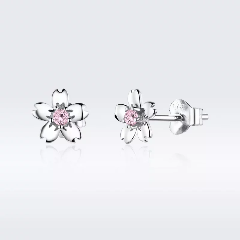 (imagen para) Pendientes de botón estilo Pandora con flor de margarita de plata - SCE784