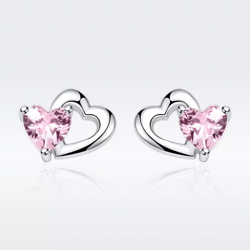(imagen para) Pendientes de botón estilo Pandora de corazón y alma en plata - SCE090 - Ver 2