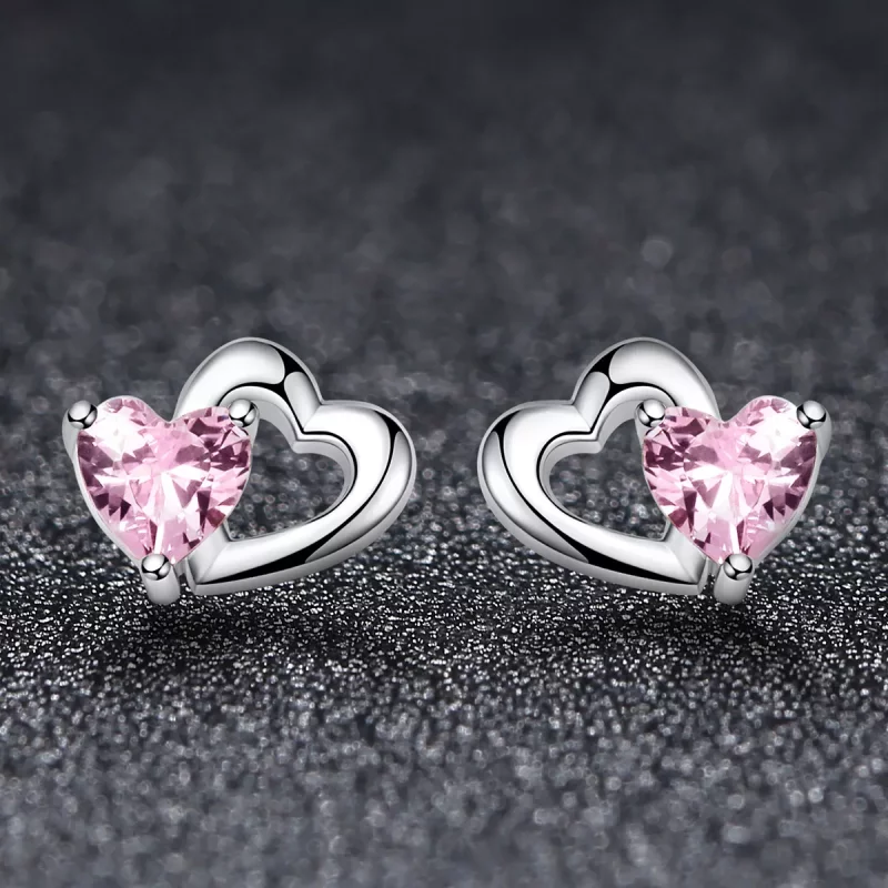 (imagen para) Pendientes de botón estilo Pandora de corazón y alma en plata - SCE090 - Ver 3
