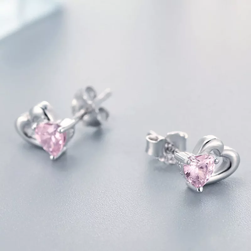 (imagen para) Pendientes de botón estilo Pandora de corazón y alma en plata - SCE090 - Ver 4