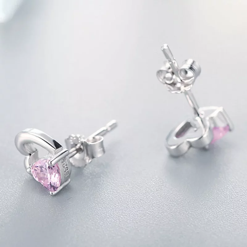 (imagen para) Pendientes de botón estilo Pandora de corazón y alma en plata - SCE090 - Ver 5