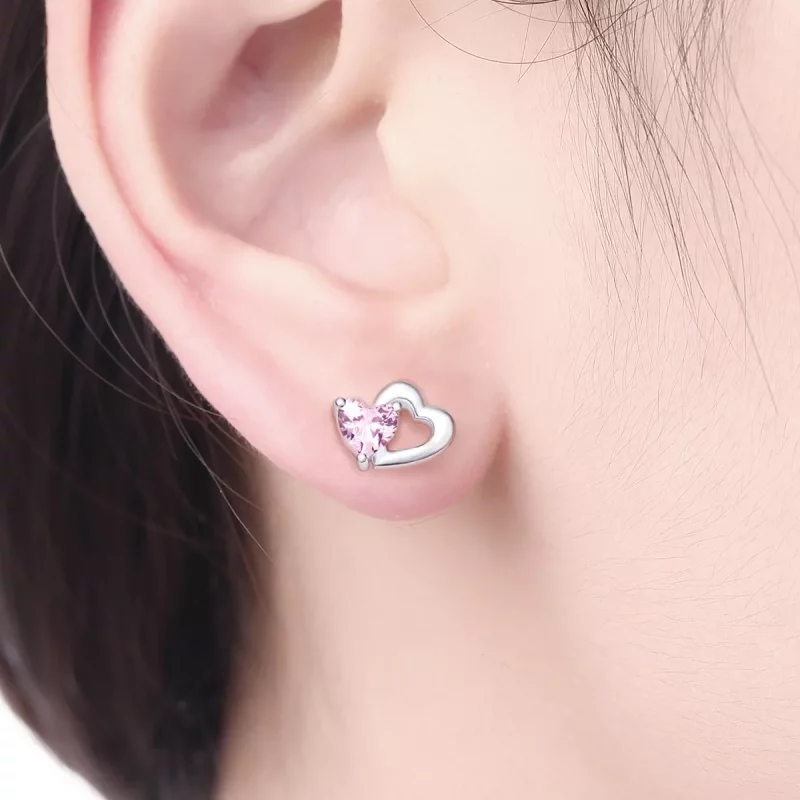 (imagen para) Pendientes de botón estilo Pandora de corazón y alma en plata - SCE090 - Ver 6
