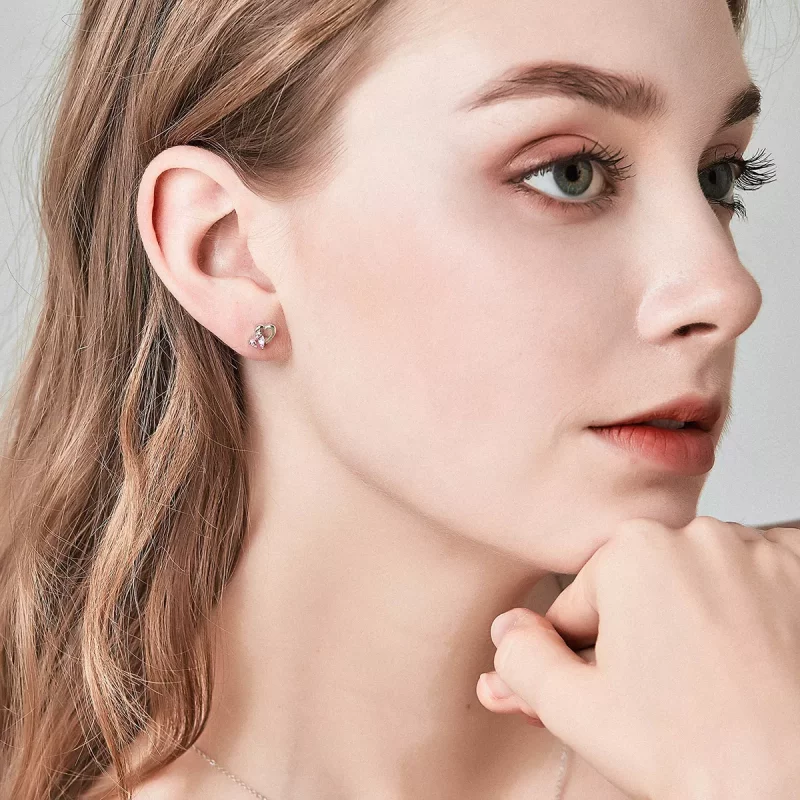 (imagen para) Pendientes de botón estilo Pandora de corazón y alma en plata - SCE090 - Ver 7