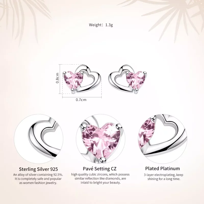 (imagen para) Pendientes de botón estilo Pandora de corazón y alma en plata - SCE090 - Ver 9