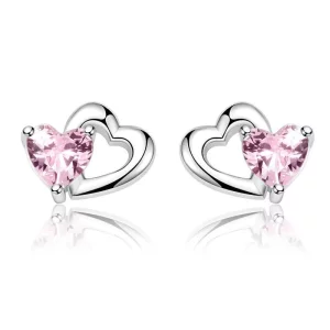 (imagen para) Pendientes de botón estilo Pandora de corazón y alma en plata - SCE090