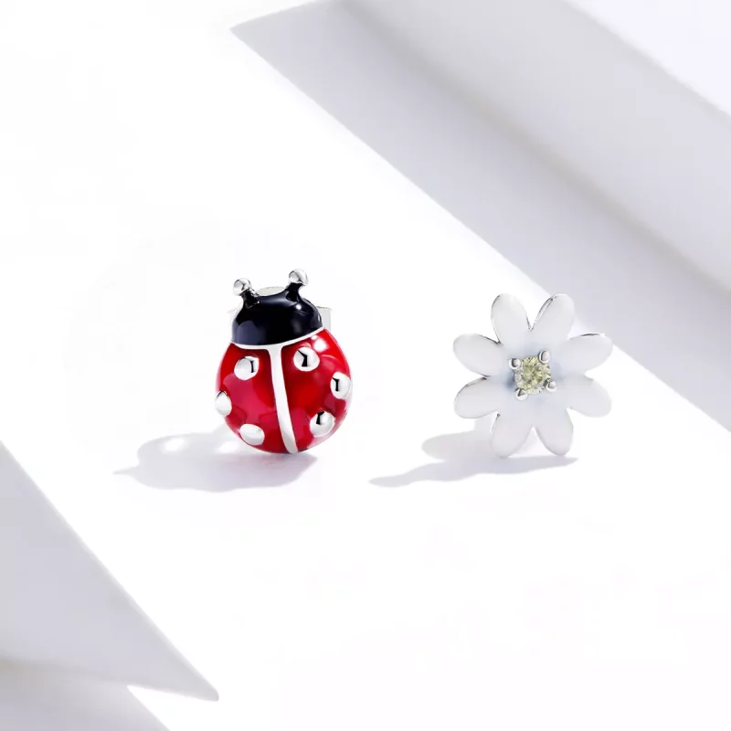 (imagen para) Pendientes de Botón Estilo Pandora de Plata con Elfos de Jardín - SCE917 - Ver 2
