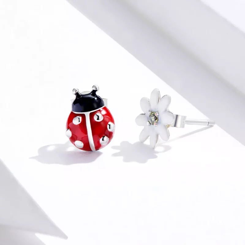 (imagen para) Pendientes de Botón Estilo Pandora de Plata con Elfos de Jardín - SCE917 - Ver 3
