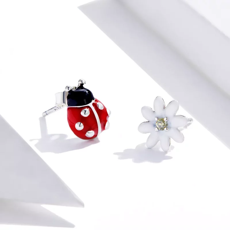 (imagen para) Pendientes de Botón Estilo Pandora de Plata con Elfos de Jardín - SCE917 - Ver 4