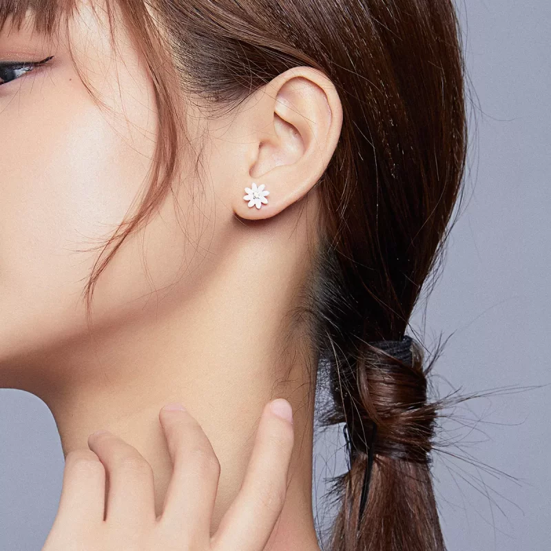 (imagen para) Pendientes de Botón Estilo Pandora de Plata con Elfos de Jardín - SCE917 - Ver 5
