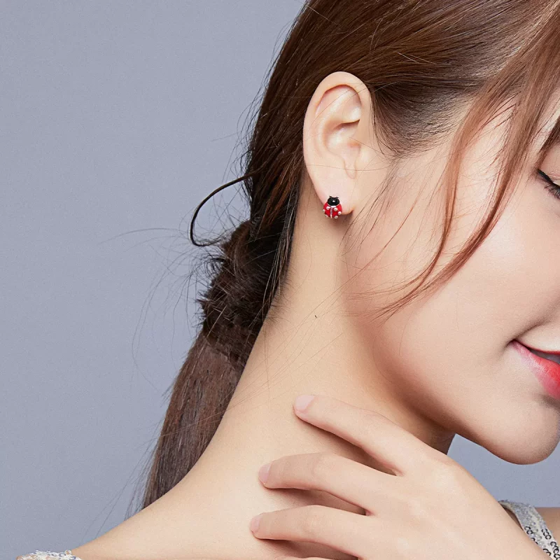 (imagen para) Pendientes de Botón Estilo Pandora de Plata con Elfos de Jardín - SCE917 - Ver 6