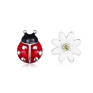 (imagen para) Pendientes de Botón Estilo Pandora de Plata con Elfos de Jardín - SCE917