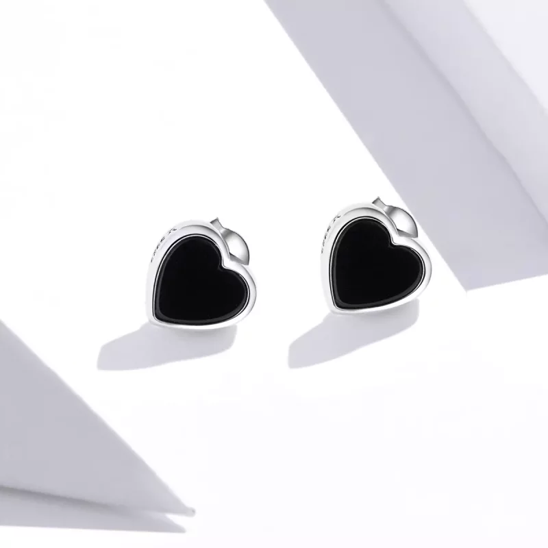 (imagen para) Pendientes de botón estilo Pandora de plata con ágata de amor - SCE915 - Ver 2