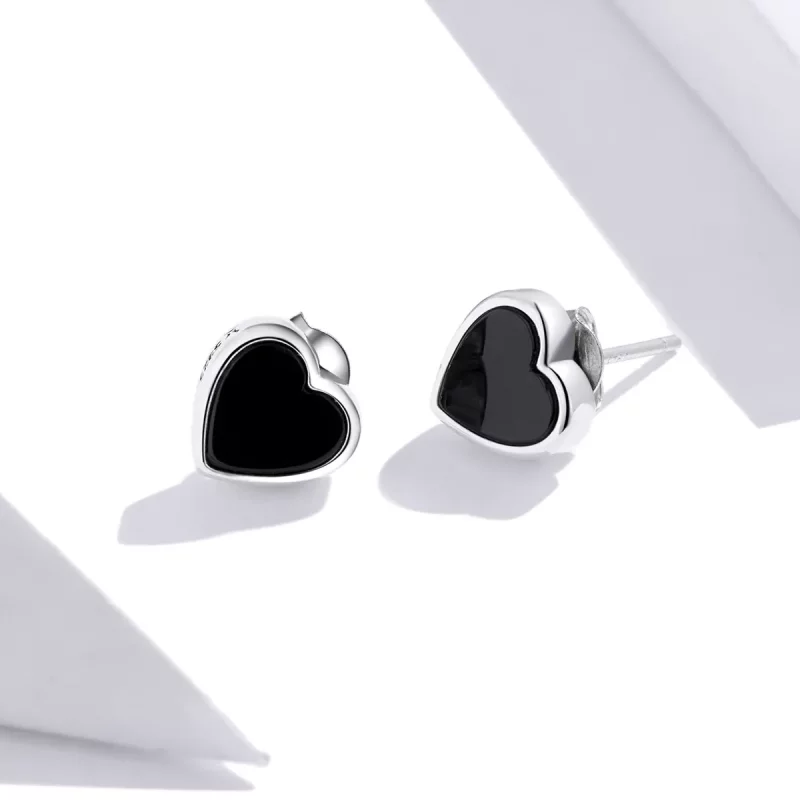(imagen para) Pendientes de botón estilo Pandora de plata con ágata de amor - SCE915 - Ver 3