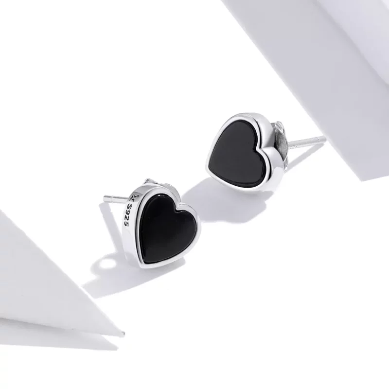 (imagen para) Pendientes de botón estilo Pandora de plata con ágata de amor - SCE915 - Ver 4