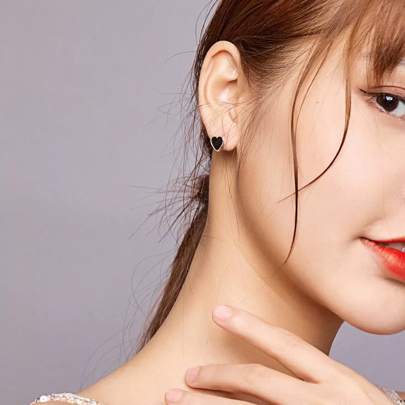 (imagen para) Pendientes de botón estilo Pandora de plata con ágata de amor - SCE915 - Ver 6
