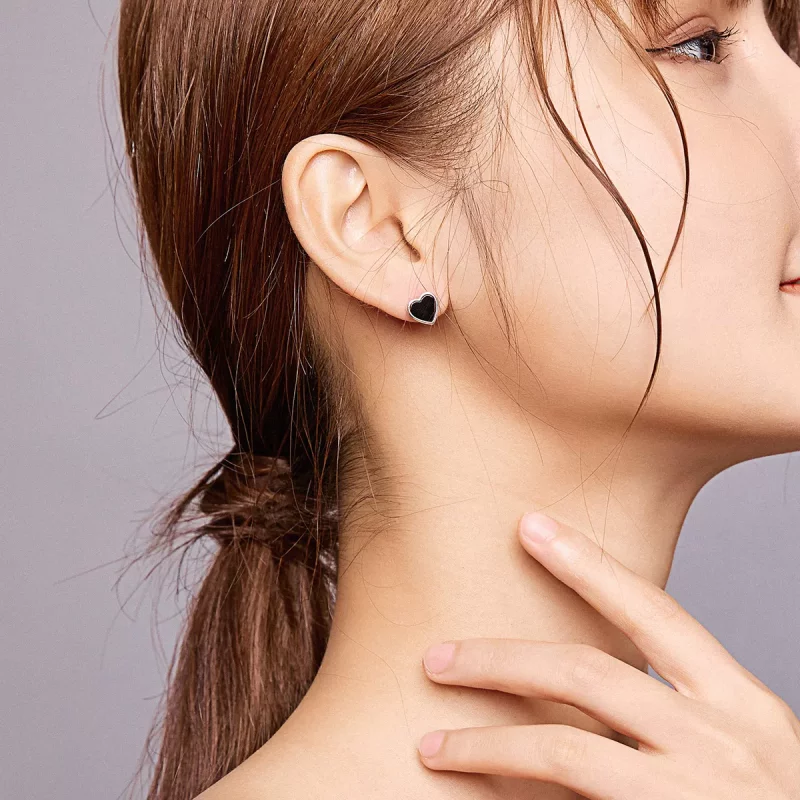 (imagen para) Pendientes de botón estilo Pandora de plata con ágata de amor - SCE915 - Ver 7