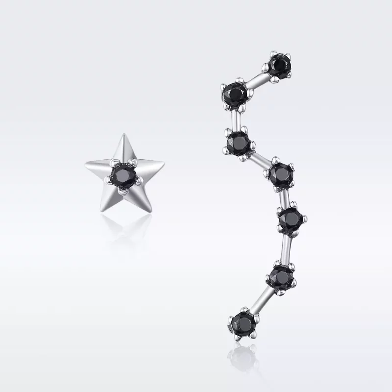 (imagen para) Pendientes de botón estilo Pandora de plata con la Osa Mayor grande - SCE166 - Ver 2