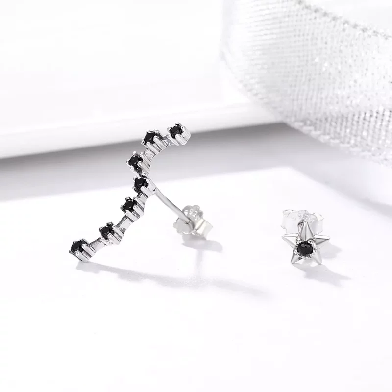 (imagen para) Pendientes de botón estilo Pandora de plata con la Osa Mayor grande - SCE166 - Ver 4
