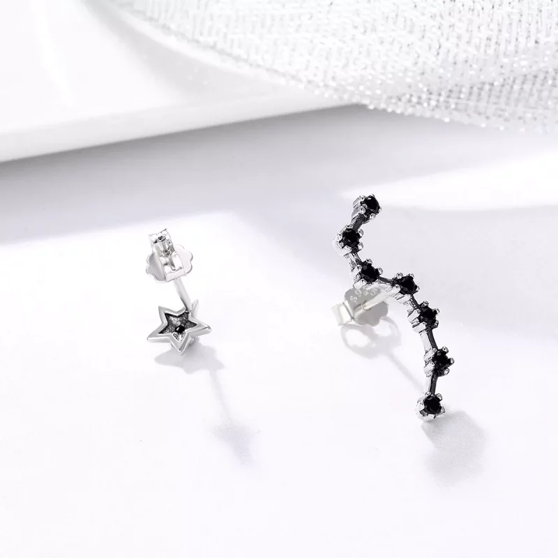 (imagen para) Pendientes de botón estilo Pandora de plata con la Osa Mayor grande - SCE166 - Ver 5