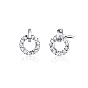 (imagen para) Pendientes de botón estilo Pandora de plata con pequeño círculo - SCE767