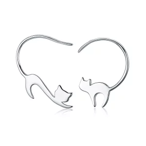 (imagen para) Pendientes de botón estilo Pandora de plata con travieso gatito - SCE073