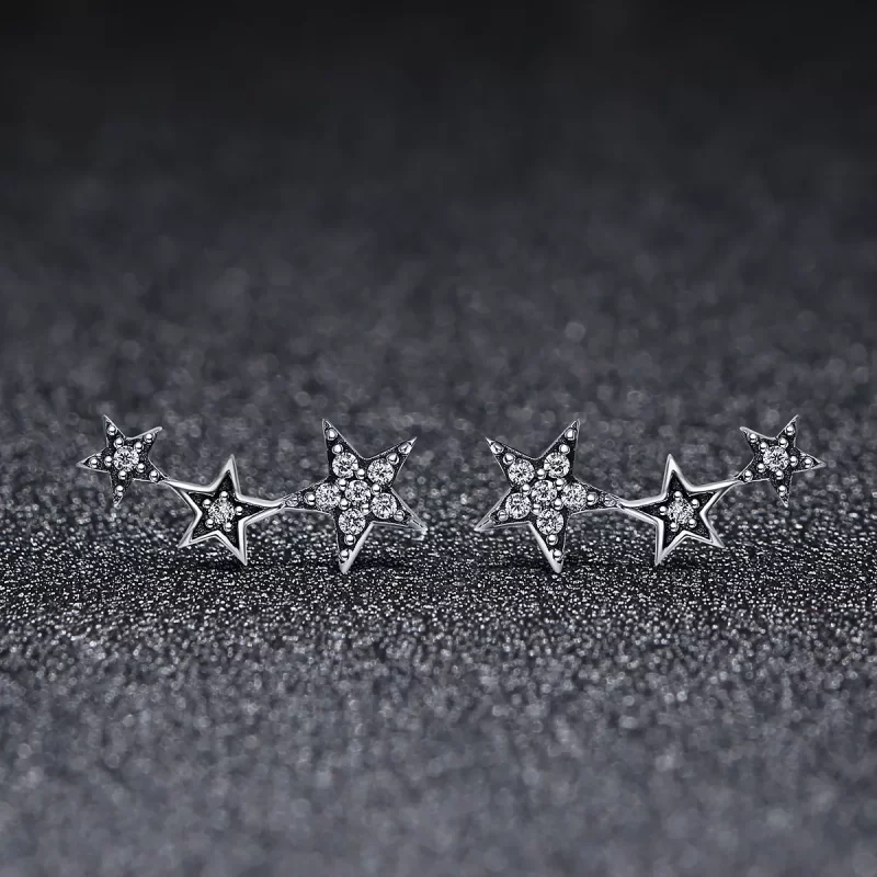 (imagen para) Pendientes de botón estilo Pandora de plata Secretos de las Estrellas - SCE175 - Ver 3