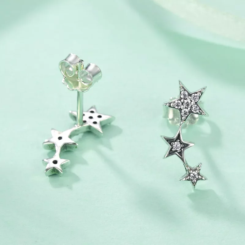 (imagen para) Pendientes de botón estilo Pandora de plata Secretos de las Estrellas - SCE175 - Ver 5