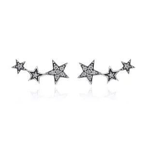 (imagen para) Pendientes de botón estilo Pandora de plata Secretos de las Estrellas - SCE175