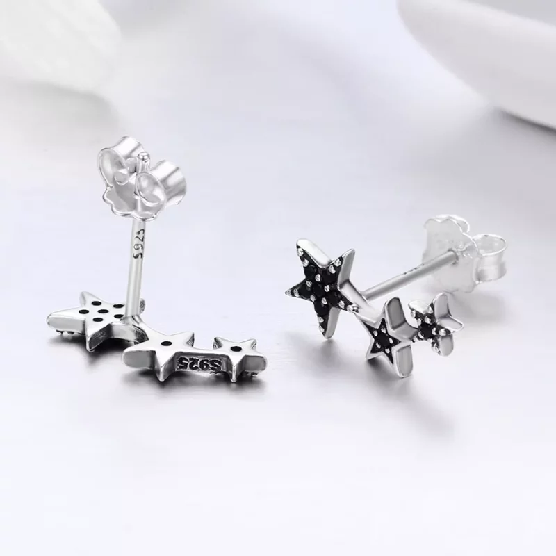 (imagen para) Pendientes de botón estilo Pandora de Plata Secretos de las Estrellas - SCE292 - Ver 6