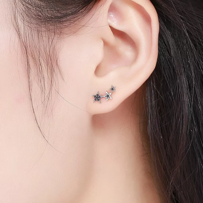 (imagen para) Pendientes de botón estilo Pandora de Plata Secretos de las Estrellas - SCE292 - Ver 7