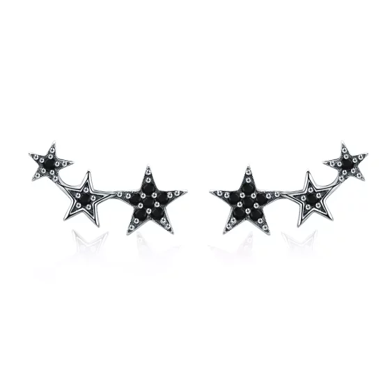 (imagen para) Pendientes de botón estilo Pandora de Plata Secretos de las Estrellas - SCE292