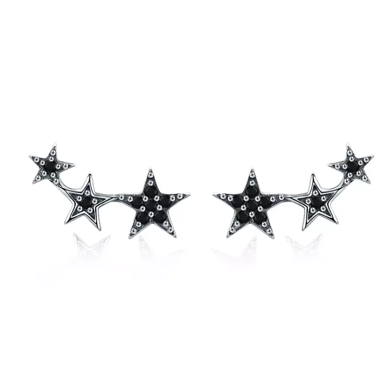 (imagen para) Pendientes de botón estilo Pandora de Plata Secretos de las Estrellas - SCE292