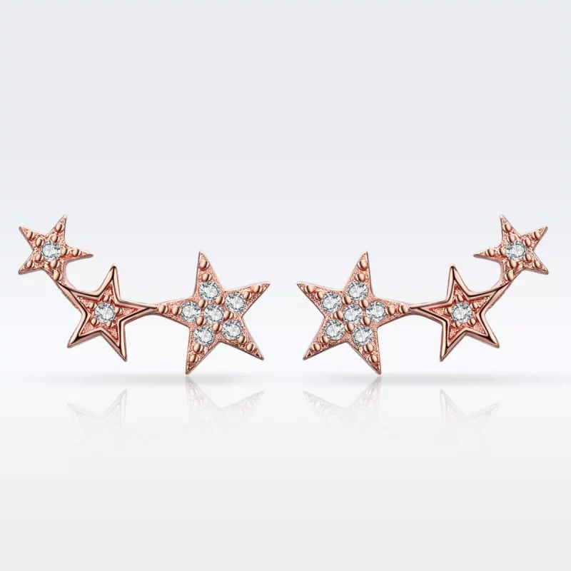 (imagen para) Pendientes de botón estilo Pandora en oro rosa Secretos de las Estrellas - SCE29 - Ver 3