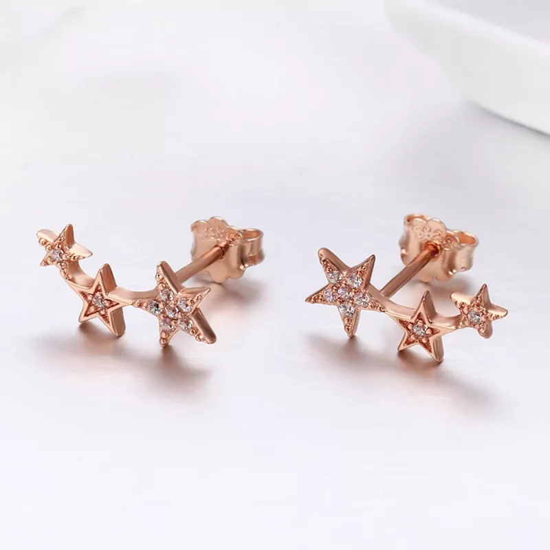 (imagen para) Pendientes de botón estilo Pandora en oro rosa Secretos de las Estrellas - SCE29 - Ver 4