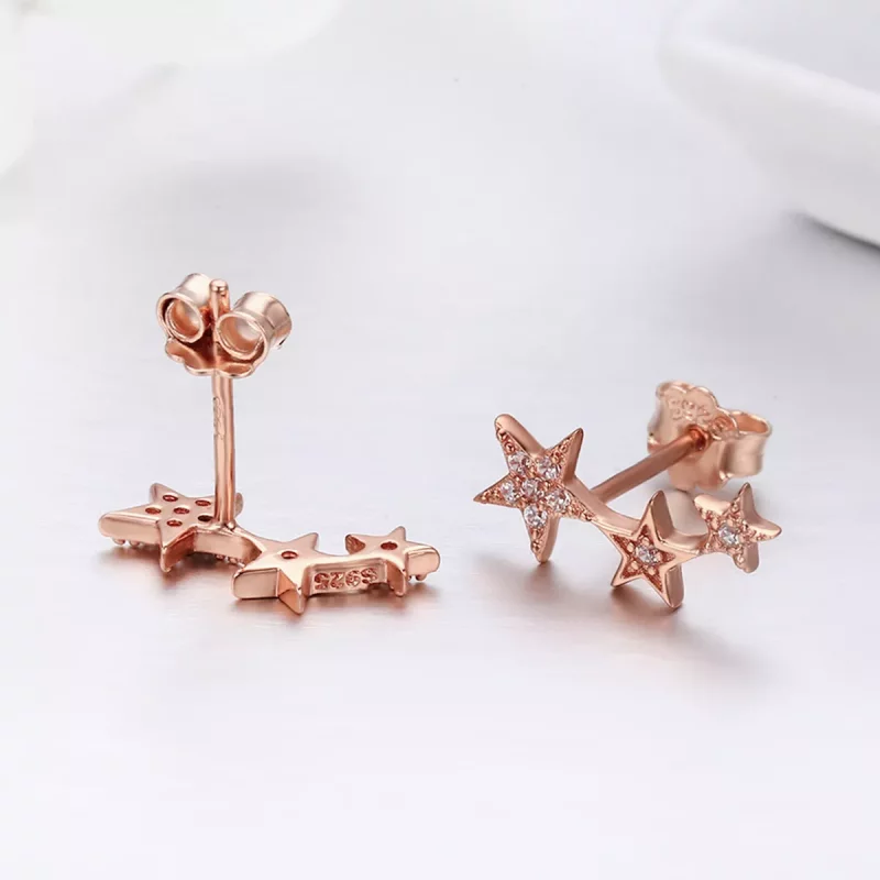 (imagen para) Pendientes de botón estilo Pandora en oro rosa Secretos de las Estrellas - SCE29 - Ver 5