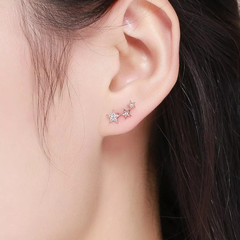 (imagen para) Pendientes de botón estilo Pandora en oro rosa Secretos de las Estrellas - SCE29 - Ver 6